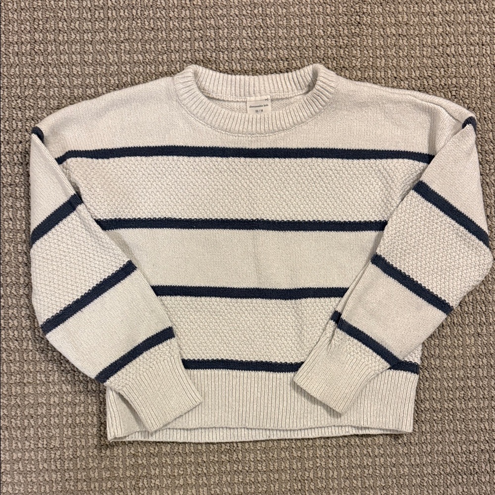 Striped Knit Sweater - Cream and Navy
